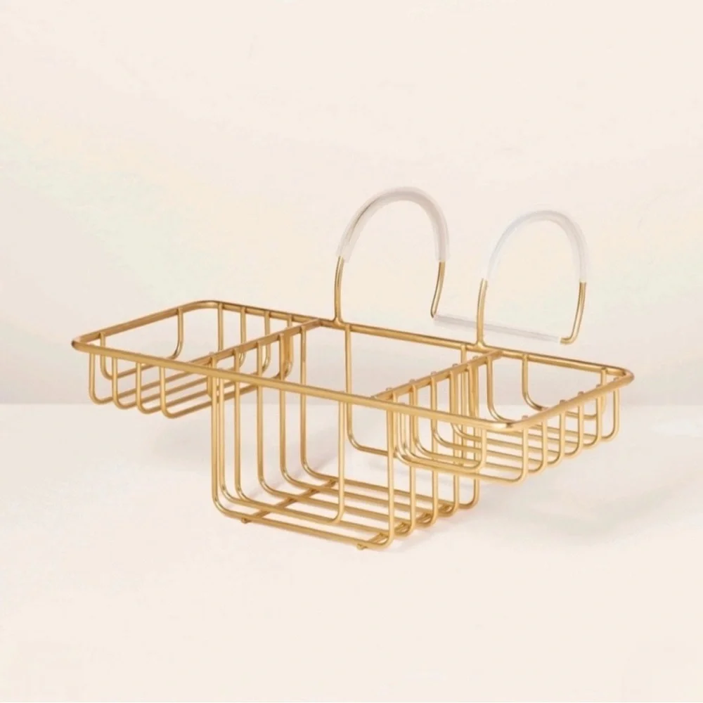 Hearth & Hand with Magnolia Over-the-Side Wired Bathtub Caddy Brass Finish